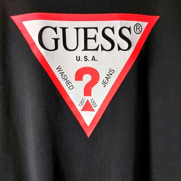 GUESS Black T-Shirt (Red Triangle logo) - Picture 1 of 5